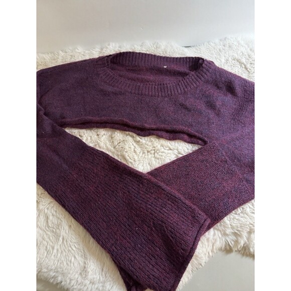 ESPRIT Womens Sweater Ultra Crop Long Flare Sleeve Cashmere Blend Purple M/L - Picture 6 of 7